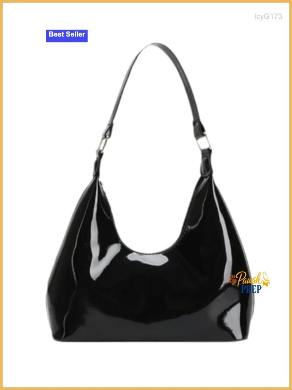 Patent Leather Hobo Bag Crescent Shoulder Bag Small Tote Satchel Purse